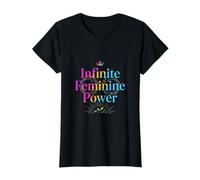 Corona de Poder Femenino Infinito tipografía Floral Camiseta