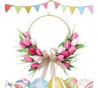 Corona de Primavera Artificial - Puerta de Entrada Floral de 45 cm, de Flores Decorativo Decorativo | Inicio Pared Porche Ventana Interior San Valentín Boda Inauguración de una casa Entrada Pas