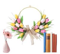 Corona De Primavera Para Puerta De Entrada - Decoración De Puerta De Primavera Y Verano De Densidad Completa De 22 Pulgadas, Corona Floral Resistente A Los Rayos UV Para Pascua, Bodas Y Día De San Val