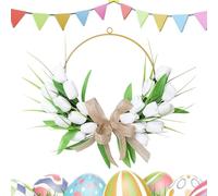 Corona De Primavera Para Puerta De Entrada - Decoración De Puerta De Primavera Y Verano De Densidad Completa De 22 Pulgadas, Corona Floral Resistente A Los Rayos UV Para Pascua, Bodas Y Día De San Val