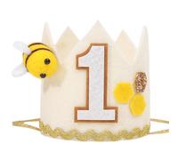 Corona de primer cumpleaños de abeja - Decoración de fiesta de cumpleaños de mi primer día de abeja, traje de sombrero de fiesta de abeja pequeña, decoración de fiesta de cumpleaños de abeja bebé