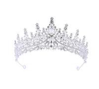 Corona de Princesa Dainty Queen Crown for Women, Crystal Princess Crown with Comb for Women, Bride Royal Headband Wedding Prom Pageant Party Halloween Cosplay(Silver White Diamond)