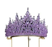 Corona de Princesa Dainty Queen Crown for Women, Crystal Princess Crown with Comb for Women, Bride Royal Headband Wedding Prom Pageant Party Halloween Cosplay(Purple)
