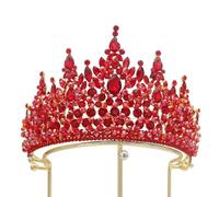 Corona de Princesa Dainty Queen Crown for Women, Crystal Princess Crown with Comb for Women, Bride Royal Headband Wedding Prom Pageant Party Halloween Cosplay(Red)