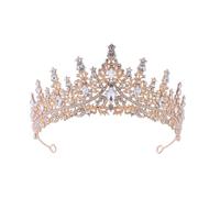 Corona de Princesa Dainty Queen Crown for Women, Crystal Princess Crown with Comb for Women, Bride Royal Headband Wedding Prom Pageant Party Halloween Cosplay(Golden White Diamond)