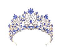 Corona de Princesa Dainty Queen Crown for Women, Crystal Princess Crown with Comb for Women, Bride Royal Headband Wedding Prom Pageant Party Halloween Cosplay(Golden blue diamond)