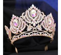 Corona de Princesa Dainty Queen Crown for Women, Crystal Princess Crown with Comb for Women, Bride Royal Headband Wedding Prom Pageant Party Halloween Cosplay(Full AB diamond)