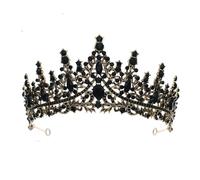 Corona de Princesa Dainty Queen Crown for Women, Crystal Princess Crown with Comb for Women, Bride Royal Headband Wedding Prom Pageant Party Halloween Cosplay(Golden Black Diamond)