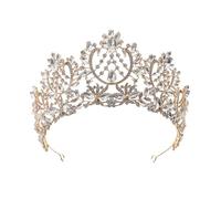 Corona de Princesa Dainty Queen Crown for Women, Crystal Princess Crown with Comb for Women, Bride Royal Headband Wedding Prom Pageant Party Halloween Cosplay(Golden white diamond)