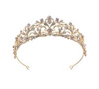 Corona de Princesa Dainty Queen Crown for Women, Crystal Princess Crown with Comb for Women, Bride Royal Headband Wedding Prom Pageant Party Halloween Cosplay(Golden)