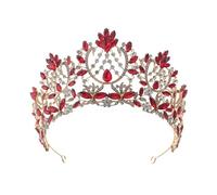 Corona de Princesa Dainty Queen Crown for Women, Crystal Princess Crown with Comb for Women, Bride Royal Headband Wedding Prom Pageant Party Halloween Cosplay(Golden red diamond)