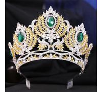Corona de Princesa Dainty Queen Crown for Women, Crystal Princess Crown with Comb for Women, Bride Royal Headband Wedding Prom Pageant Party Halloween Cosplay(Yellow diamond)