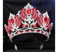 Corona de Princesa Dainty Queen Crown for Women, Crystal Princess Crown with Comb for Women, Bride Royal Headband Wedding Prom Pageant Party Halloween Cosplay(Big red diamond)