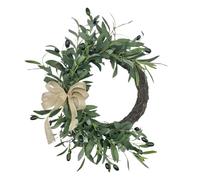 Corona de puerta de primavera, hojas de olivo resistente a los rayos UV, corona artificial para puerta, decoración del hogar, interior, exterior, dormitorio, pared, chimenea, jardín, patio, porche