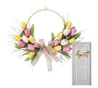 Corona de puerta delantera, decoración de primavera de flores artificiales, corona artificial, para el hogar, porche, ventana, interior, día de San Valentín, Pascua, bodas, fiestas de inauguración de