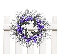 Corona De Rama De Halloween - Corona Artificial Negra Con Murciélagos | Accesorios Góticos en Ramas Decoraciones de Halloween Interior Exterior para Ventana Pared Jardín Porche