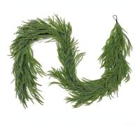 Corona de ratán de tacto natural con follaje réplica de pino para aplicaciones de decoración de interiores y días festivos (1,5 cm)