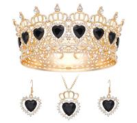 Corona de reina con diamantes de imitación, coronas y tiaras para mujer, accesorios para el cabello, corona de cumpleaños de princesa, corona de novia de cristal, L, Metal, fibra de vidrio