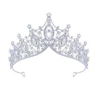 Corona de reina con diamantes de imitación para novia, princesa, boda, fiesta, cumpleaños, diadema blanca