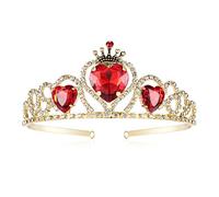 Corona de reina de corazón Evie Descendientes de 3 coronas, disfraz de Halloween, tocado de reina de corazones, tiara dorada para niños, niñas y mujeres