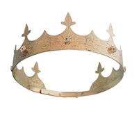 Corona de rey ajustable para hombre, corona redonda completa para Halloween, cosplay, fiesta, disfraces, graduación, cumpleaños, M, Metal, Diamante falso