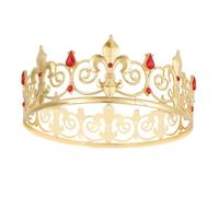 Corona de rey redonda real para hombre, tiara de metal con diamantes de imitación, accesorios de fiesta, accesorios dorados, plateados, rojos, corona de reyes para cumpleaños, graduación, Navidad