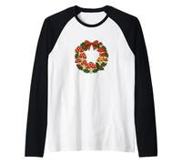 Corona de Setas navideñas Yule Recolector de Hongos Camiseta Manga Raglan