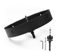 Corona de sierra bimetálica de 200 mm con vástago SDS Plus y vástago hexagonal - Corona de perforación para madera, pladur, metales finos, plásticos