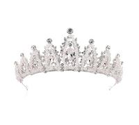 Corona de tiara de la reina barroca con accesorios para el cabello de la boda de cristal nupcial (color: plateado AB, tamaño: corona) (Corona blanca espesa plateada)
