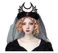 Corona De Tiara Gótica, Diadema Con Rosas Rojas Y Negras, Tocado Novia Rey para Halloween, Bruja For Cosplay, For Fiesta Mascarada Adecuadas Para Muchas Ocasiones(Black)