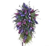 Corona de tulipanes morados primaverales - Decoración floral artificial para puerta delantera o pared, corona de plástico de 50 x 30 cm con pétalos vibrantes que no destiñen, uso en interiores y