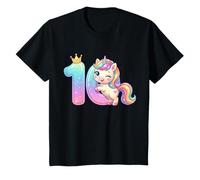 Corona de Unicornio arcoíris Kawaii para niña de 10º cumpleaños Camiseta