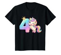 Corona de Unicornio arcoíris Kawaii para niña de 4º cumpleaños Camiseta