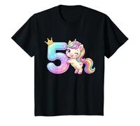 Corona de Unicornio arcoíris Kawaii para niña de 5º cumpleaños Camiseta
