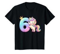 Corona de Unicornio arcoíris Kawaii para niña de 6º cumpleaños Camiseta
