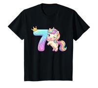 Corona de Unicornio arcoíris Kawaii para niña de 7º cumpleaños Camiseta
