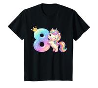 Corona de Unicornio arcoíris Kawaii para niña de 8º cumpleaños Camiseta