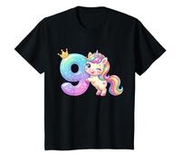 Corona de Unicornio arcoíris Kawaii para niña de 9º cumpleaños Camiseta