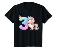 Corona de Unicornio arcoíris Kawaii para niña de Tercer cumpleaños Camiseta
