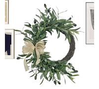 Corona de verano, hojas de olivo resistente a los rayos UV, coronas de puerta delantera para todas las estaciones, decoración del hogar, interior, exterior, dormitorio, pared, chimenea, jardín, patio