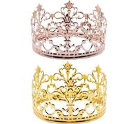 Corona Decoración, Corona para decoración de tartas, Corona de Princesa Decoración Tarta Happy Birthday Decoracion para Tartas para Decoración Baby Shower Boda de Fiesta Cumpleaños(Rosado& Oro)