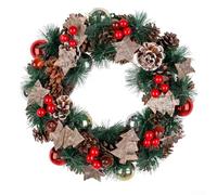 Corona decorativa de Navidad con materiales para uso en interiores y exteriores, perfecta para añadir alegría estacional a puertas, paredes y espacios comerciales