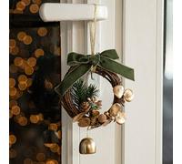 Corona Decorativa navideña, Campanas y Cintas conectadas de Forma Segura, fácil de Colgar y exhibir.(Green Ribbon Garland)