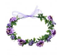 Corona di fiori da donna, fascia floreale fatta a mano con nastro per matrimonio boho, addio al nubilato, festival, viola