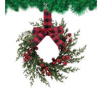 Corona Di Natale per Porta - 25cm Decorazione Artificiale con Foglie E Bacche | Ghirlanda Natalizia Decorativa per Pareti, Finestre, Casa, Ufficio, Caffè, Festa, Inverno, Esterno E Interno