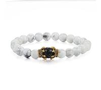 Corona dorada antigua con cuentas de piedra de lava de ojo de tigre natural de 8 mm para hombres, pulseras de yoga, joyas, turquesas blancas 4_CHINA