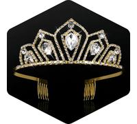 Corona dorada de cristal tiaras y coronas para mujer, corona de princesa con peines, tiara rapunzel para niñas, corona nupcial para Halloween, graduación, desfile, boda, aniversario, fiesta de