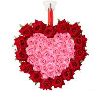 Corona en forma de corazón, 35 x 37 cm, decoración de puerta de tela para el día de San Valentín, boda y vacaciones, uso festivo, ligera y reutilizable, decoración romántica para el hogar (B)