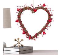Corona En Forma De Corazón - Colgante con Forma De Corazón - Decoración para el Día de San Valentín de 30 cm con Bayas Rojas | para Exterior Interior Puerta Ventana Pared Porche Bodas Fiestas