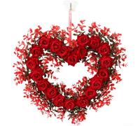 Corona en forma de corazón, decoración de puerta de San Valentín, adorno de pared de boda, tela rosa, decoración de corazón, decoración romántica para colgar, moderno, minimalista, símbolo de amor